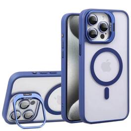 UUCOVER - For Apple iPhone 16 Pro Max Magnetic Clear Case with Built-in Lens Kickstand and Lens Protector Cover, Shockproof Shell - Darkblue