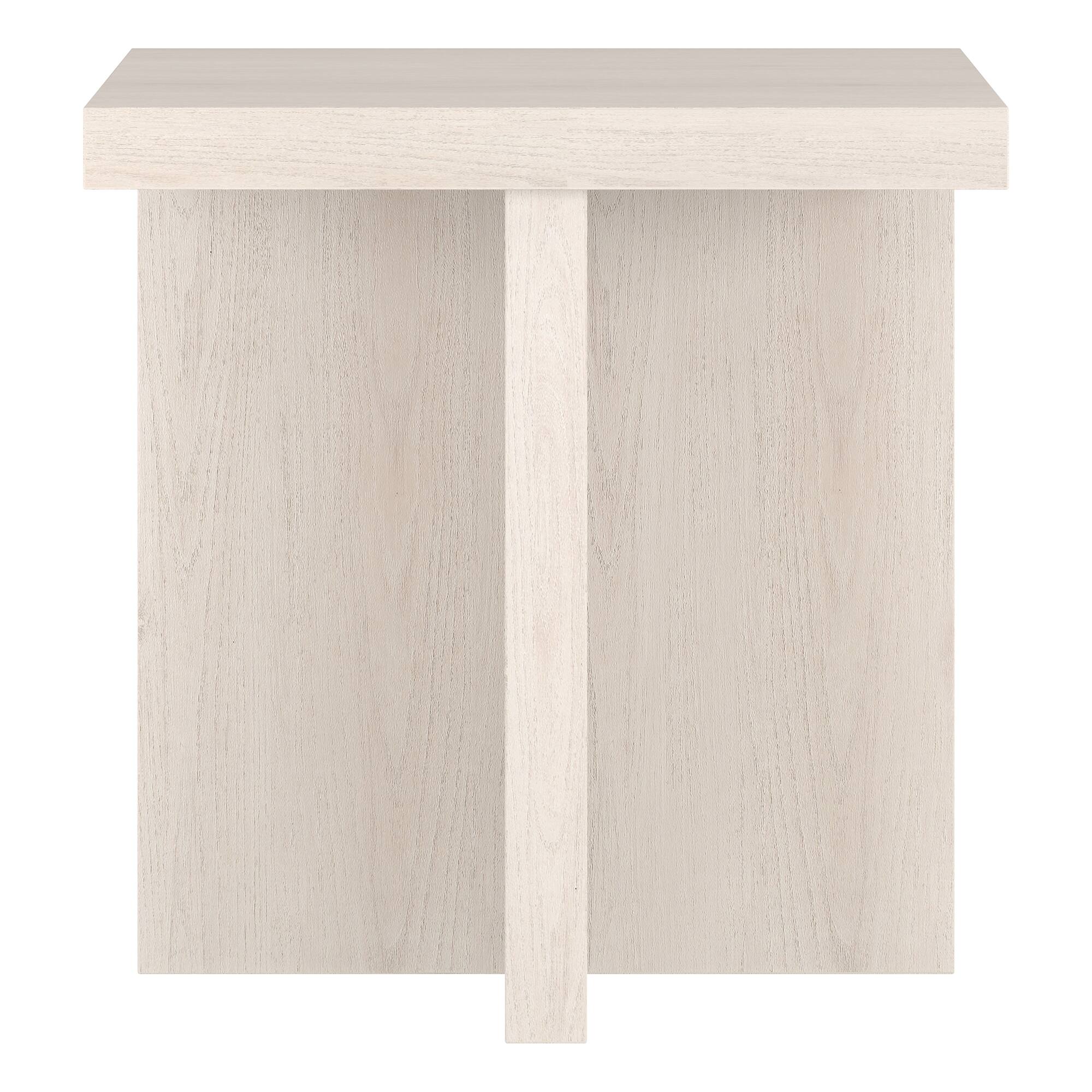 Front. Hudson&Canal - Elna 22" Wide Square Side Table - Alder White.