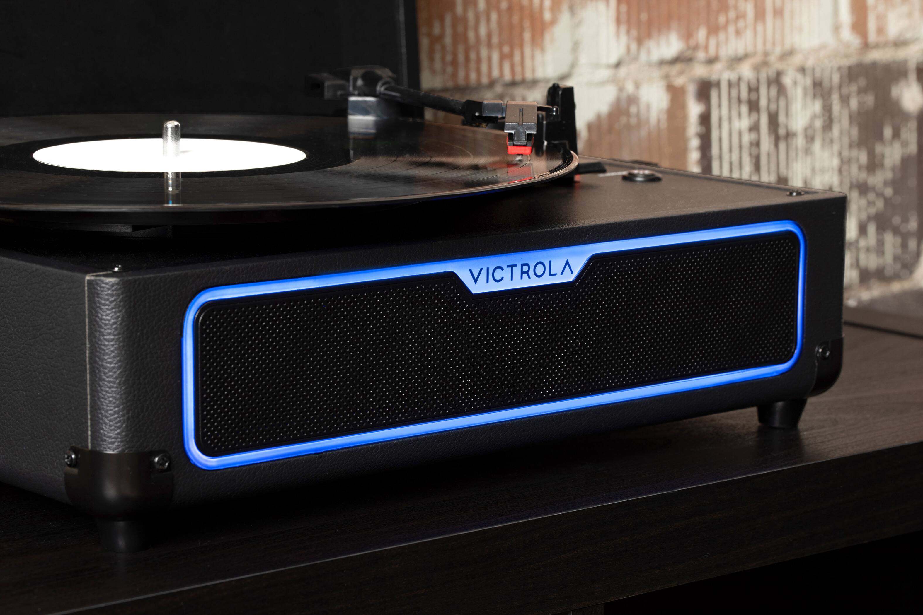 Alt View 11. Victrola - Victrola Journey Glow Illuminated Suitcase Record Player - Black.