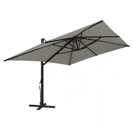 Front. Mondawe - 10x13ft Patio Cantilever Umbrella Large Square Double Top Offset Umbrella - Grey.