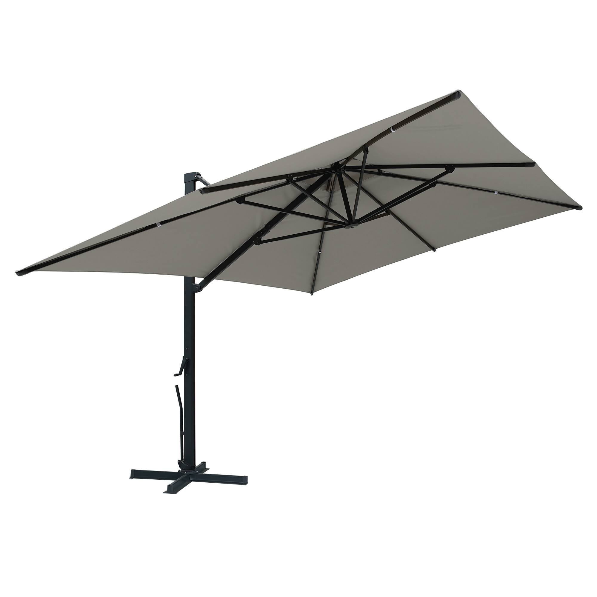 Front. Mondawe - 10x13ft Patio Cantilever Umbrella Large Square Double Top Offset Umbrella - Grey.