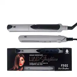 Pursonic - Professional Salon Quality Flat Iron Hair Straightener With A Free Travel Straightener - Silver