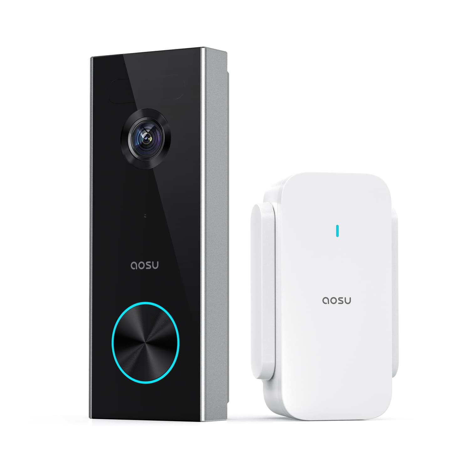 AOSU - V8P1AX11 2K 3.0-MP QHD Wi-Fi AI-Smart Wide-Angle Video Doorbell with HomeBase Chime, V8P1AX11 - Black