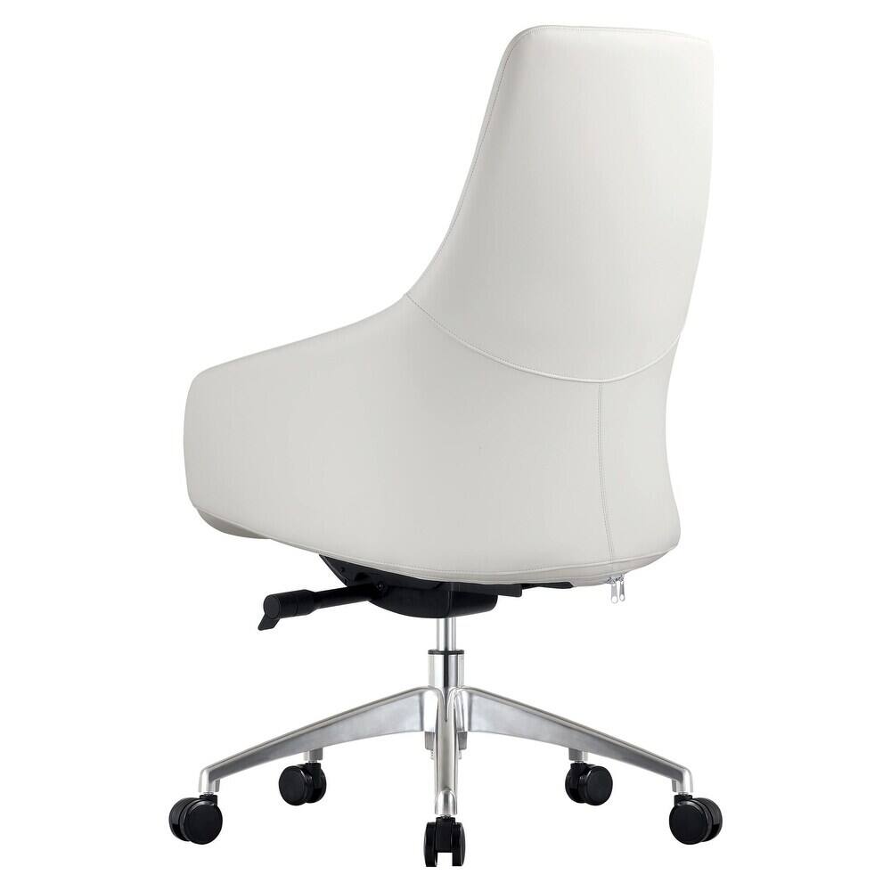 Alt View 1. LeisureMod - Celeste High-Back Office Chair - Modern Leather Upholstery, Adjustable Height, Swivel & Tilt Armrest Desk Chair - White.