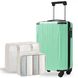 Ecooso - 20-Inch Hardshell Carry-On Luggage, Lightweight Durable ABS Suitcase with Spinner Wheels, Built-in TSA Lock - Creamy Green
