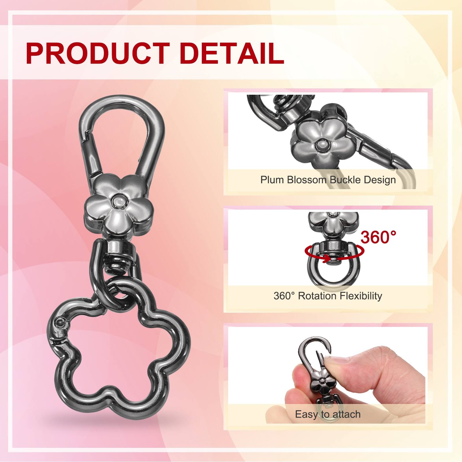 PRODUCT DETAIL

- Plum Blossom Buckle Design
- 360° Rotation Flexibility
- Easy to attach