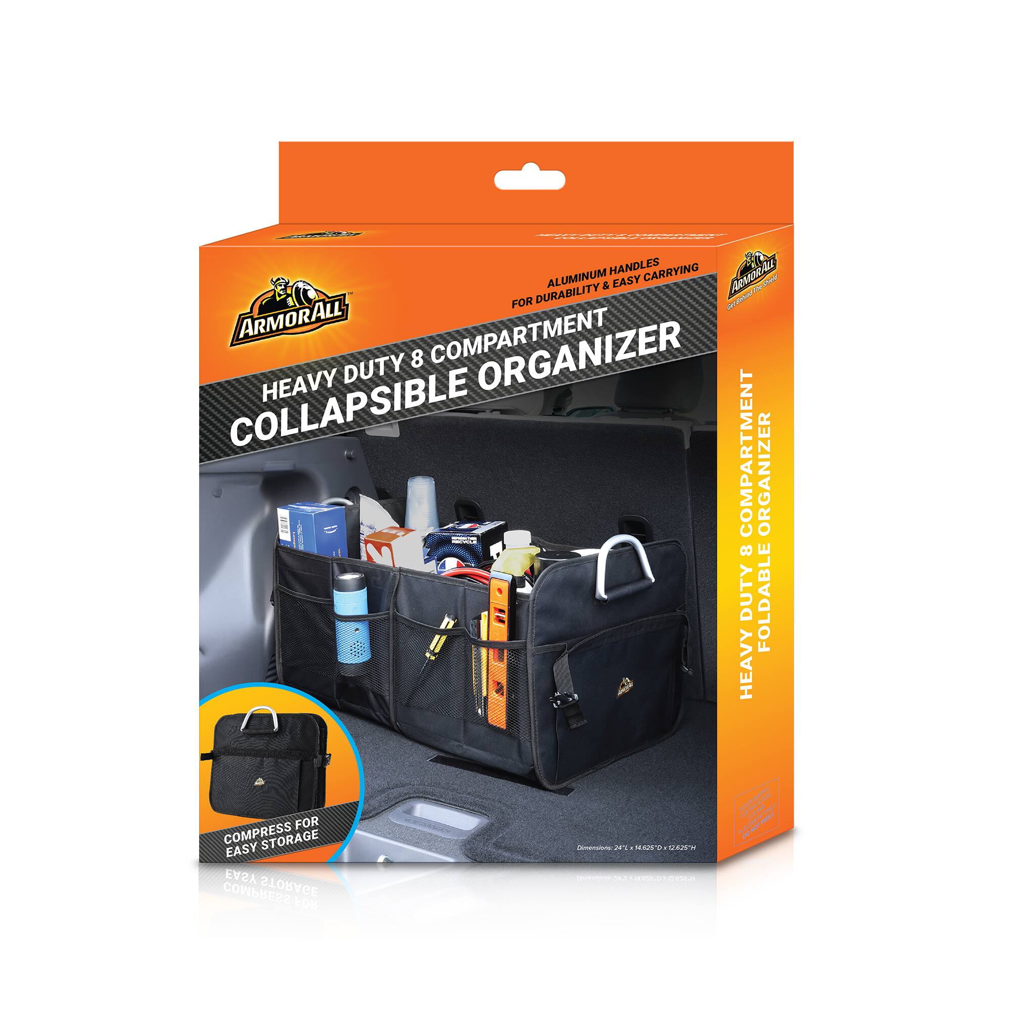 HANDLES CARRYING ALUMINUM & EASY TO CARRY FOR DURABILITY ARMORALL COMPARTMENT HEAVY DUTY 8 ORGANIZER COLLAPSIBLE COMPARTMENT ORGANIZER FOLDABLE HEAVY DUTY FOR COMPRESS STORAGE EASY COMPRESS STORAGE