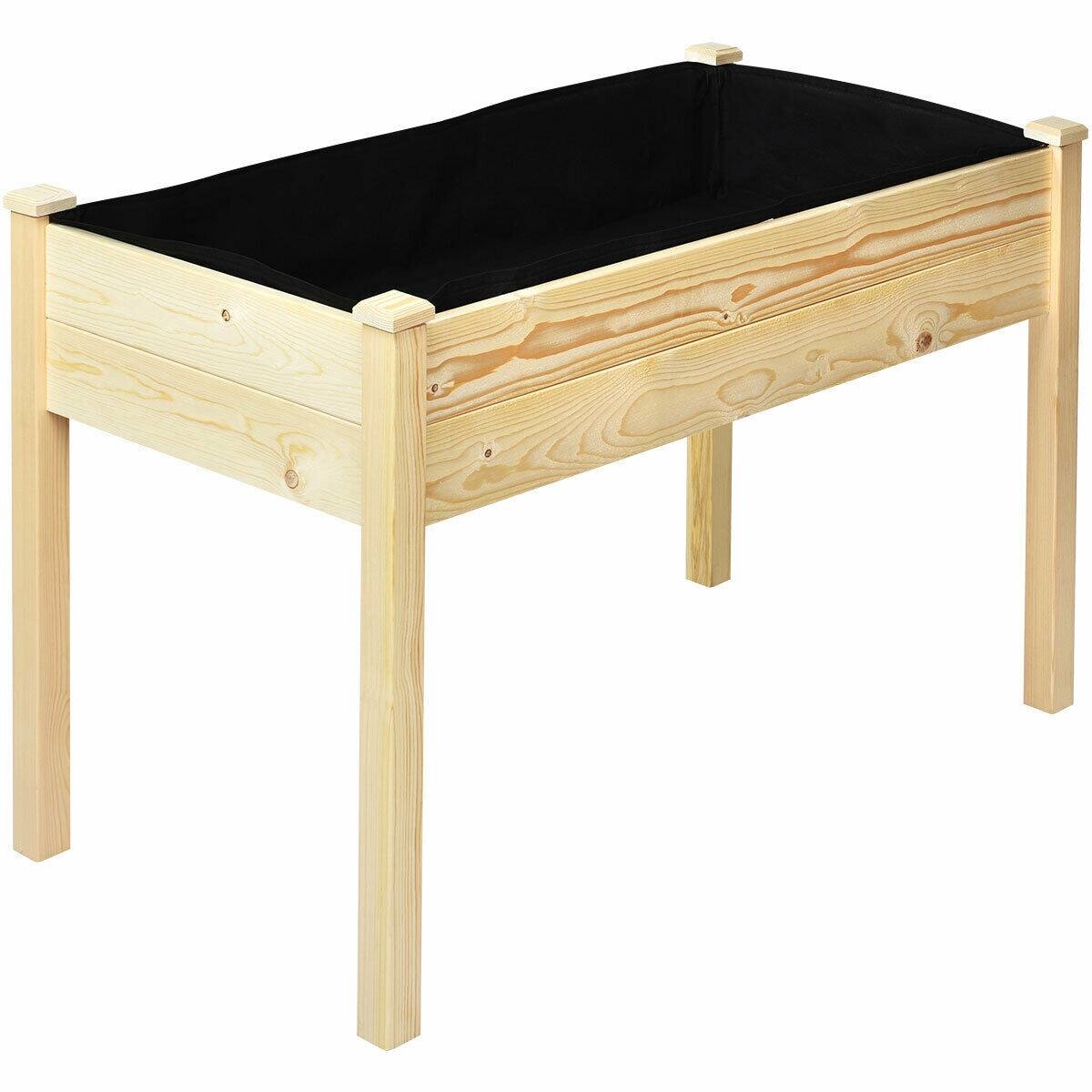 Front. SlickBlue - Wooden Raised Garden Planter for Vegetables and Herbs, Elevated Outdoor Grow Bed - Wood color.