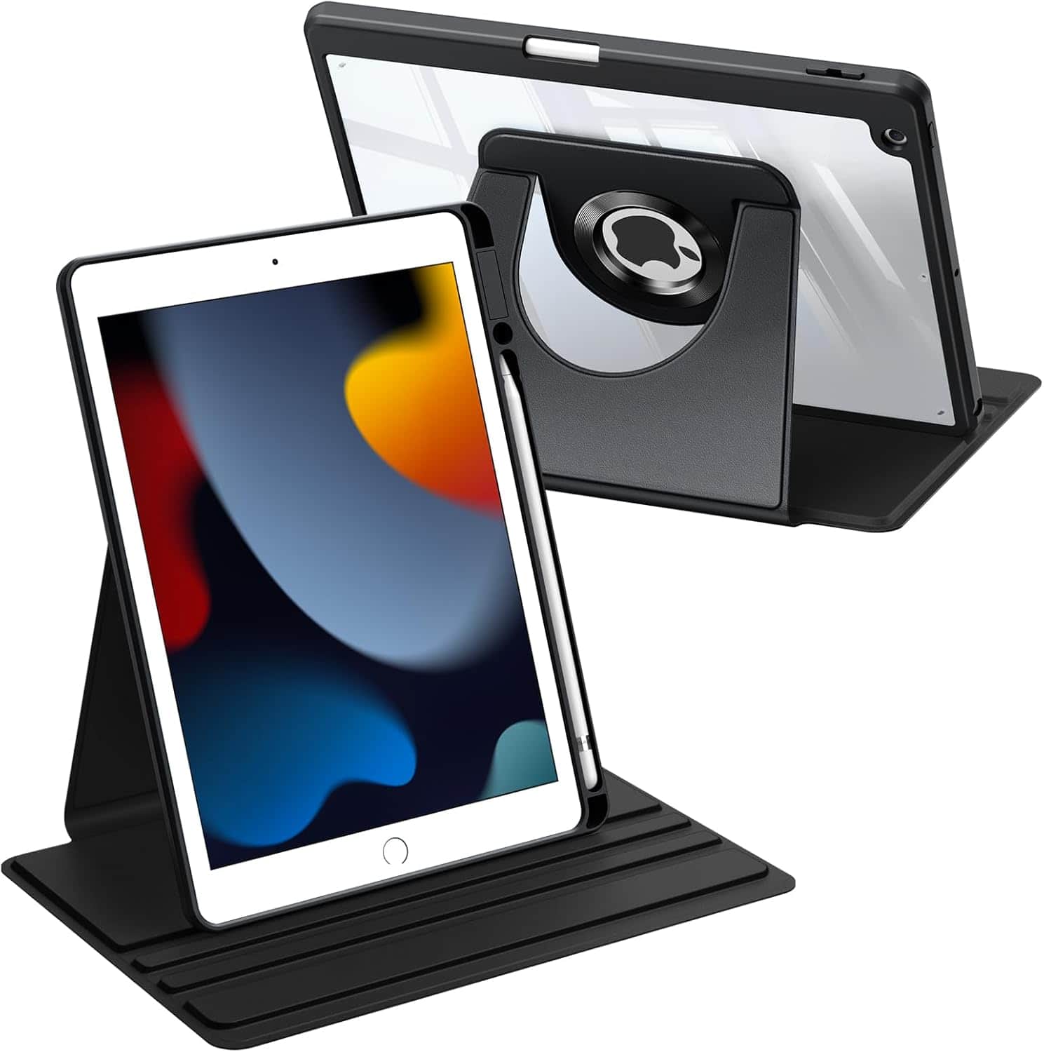 Fintie - Clear Rotating Case For iPad 9th/8th/7th Gen 10.2 Inch, 360° Swivel Stand, Hard PC Back Cover with Pencil Holder - Black price history on PriceWatchPro