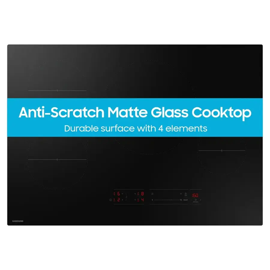 Anti-Scratch Matte Glass Cooktop Durable surface with 4 elements.