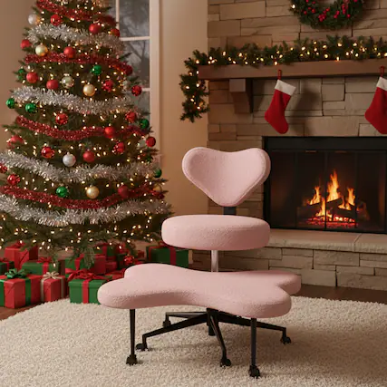 Front. Pinmoco - Pinmoco - Office Chair Ergonomic Cross-Legged Desk Chair with Height Adjustable Wheels Meditation Chair - Pink.