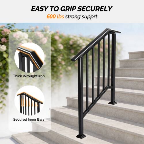 EASY TO GRIP SECURELY  
600 lbs strong support  
Thick Wrought Iron  
Secured Inner Bars