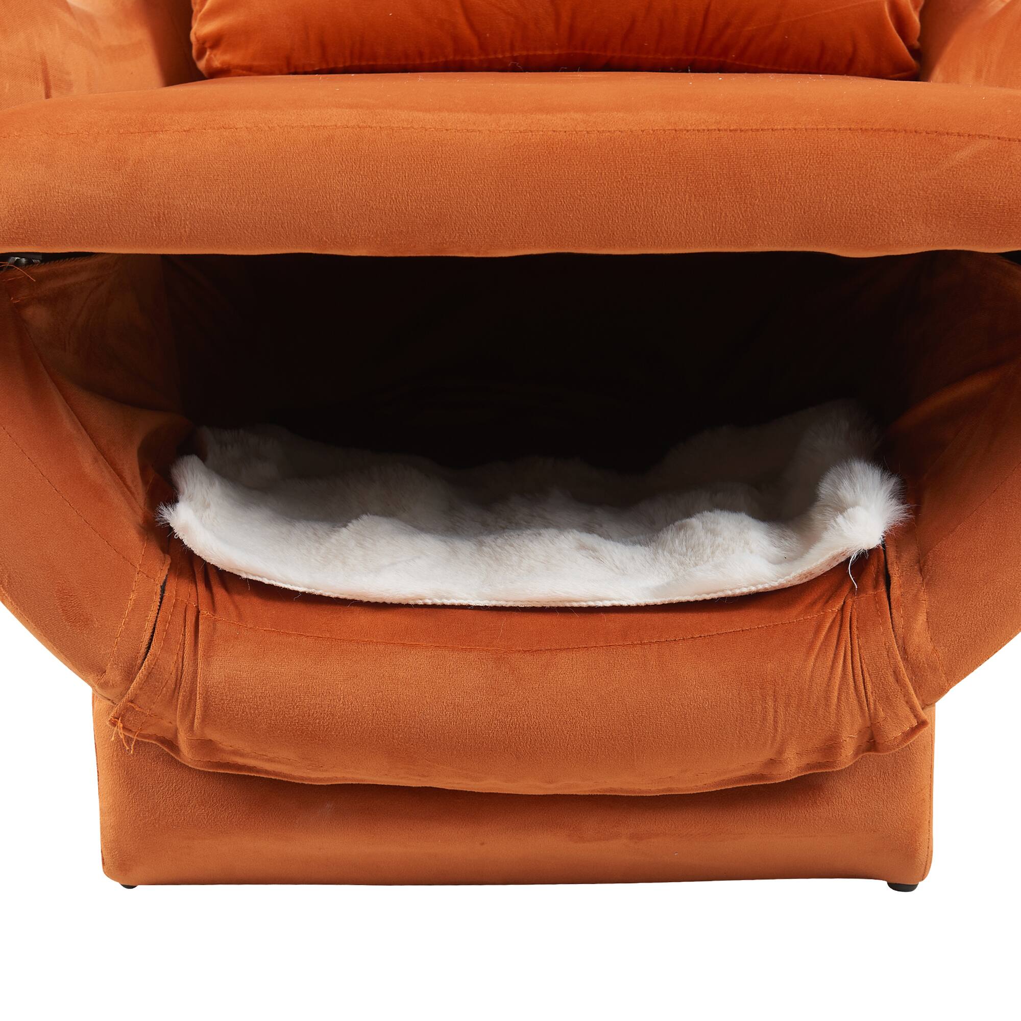 Alt View 2. Bestier - 2 in 1 Pet Friendly Modern Velvet Lounge Chair Upholstered Accent Chair for Living Room or Office - Orange.