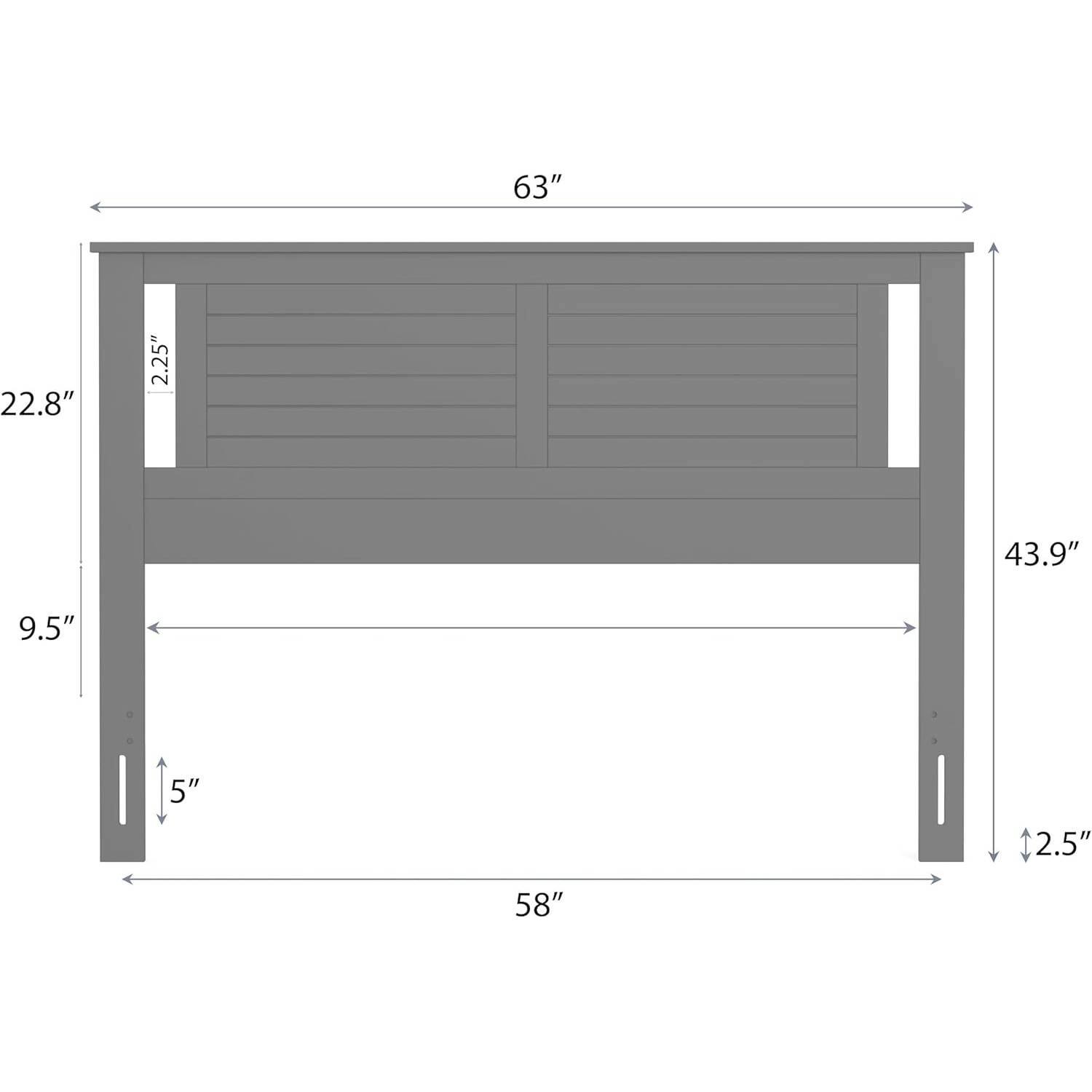 63"  
22.8"  
2.25"  
43.9"  
9.5"  
5"  
2.5"  
58"