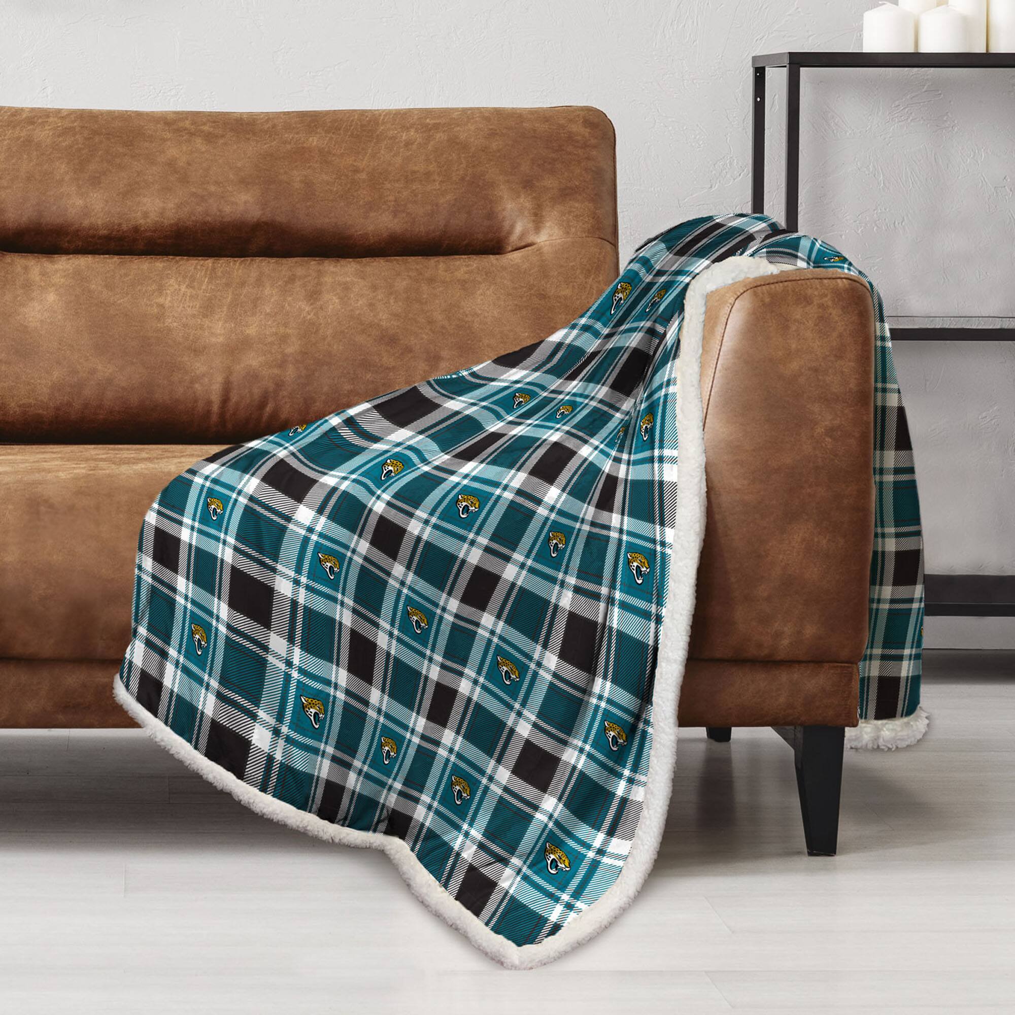 Alt View 1. Pegasus - 60" x 90" Plaid Logo Box Royal Plush Sherpa Blanket - Multicolor.
