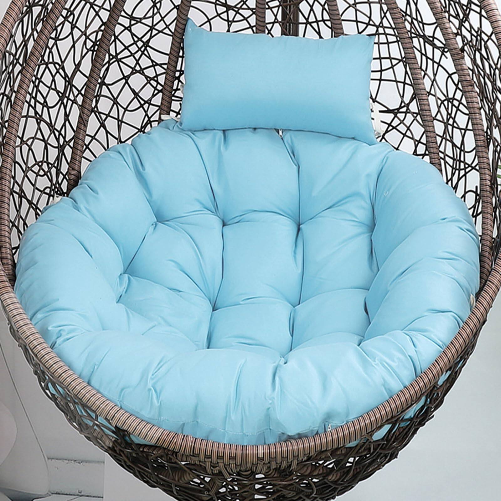 Fabibe - Outdoor Egg Swing Chair Cushion Sky Blue with Ties Waterproof Wicker Egg Chair Cushions Hanging Basket Chair Pads - Sky Blue1