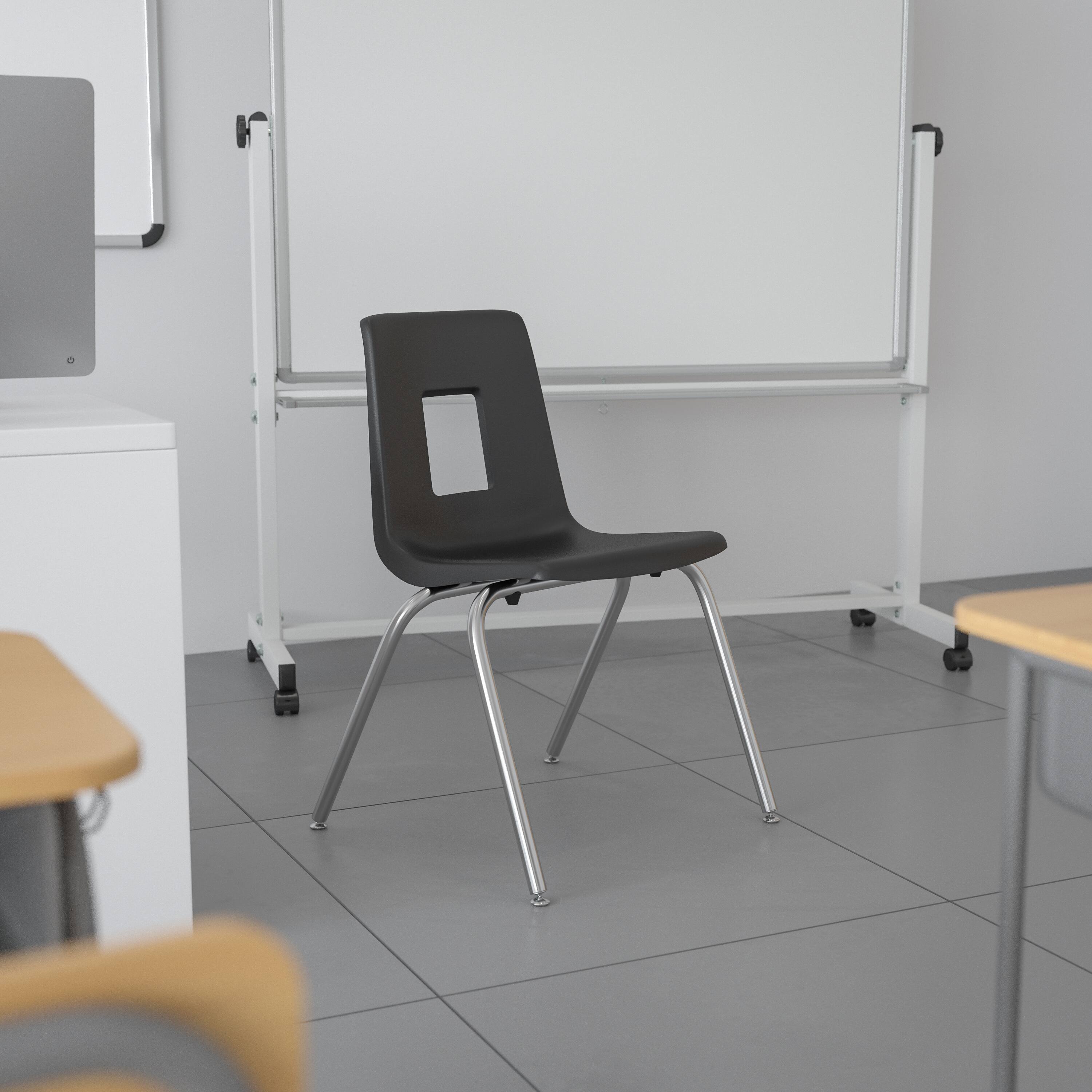 Alt View 1. Emma + Oliver - Student Stack School Chair - 16-inch - Black.
