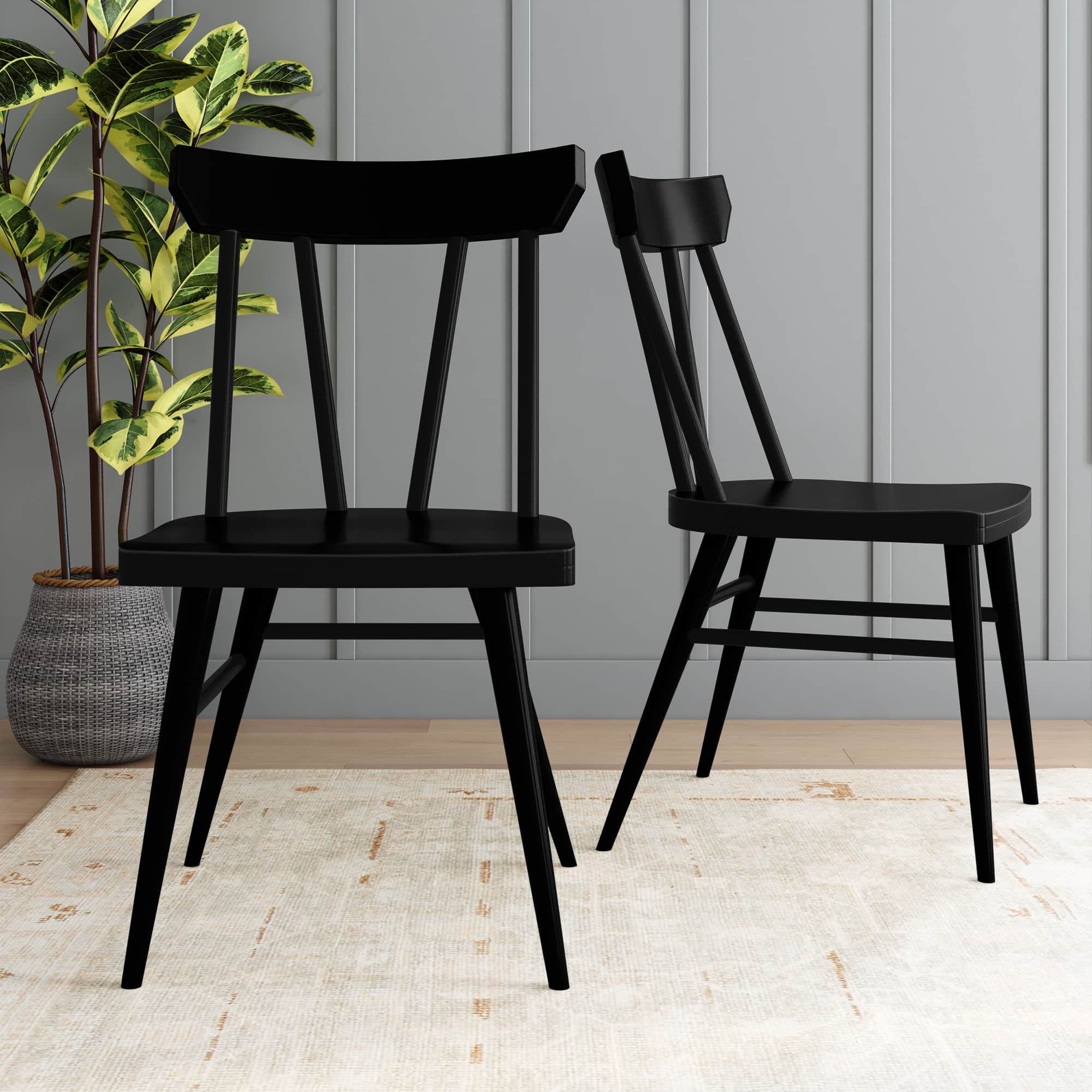 Photos - Chair Windsor Plank+Beam - Dining - Black 2820320000-170 (2 pack)
