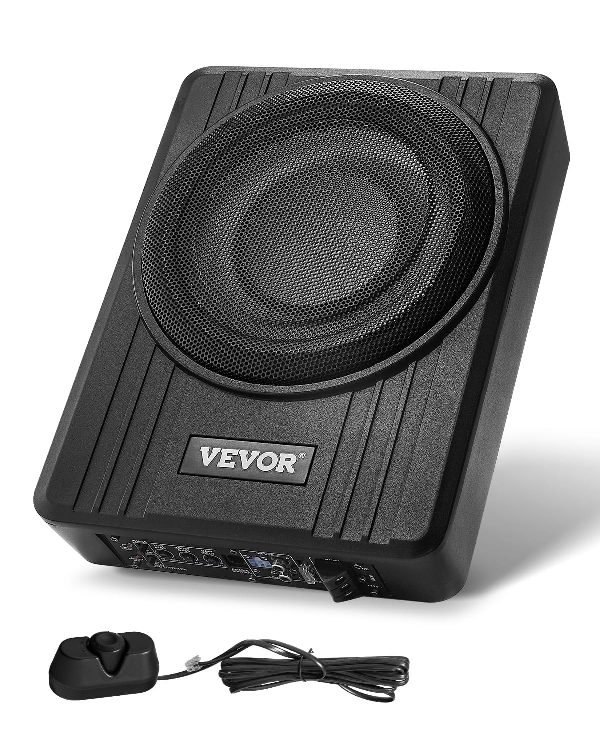 VEVOR - 10" 300W Underseat Car Subwoofer, Slim Powered Car Subwoofers Under the Seat, Low Profile Audio Sub Built-in Amplifier - Black