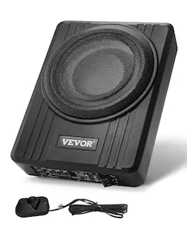 VEVOR - 10" 300W Underseat Car Subwoofer, Slim Powered Car Subwoofers Under the Seat, Low Profile Audio Sub Built-in Amplifier - Black