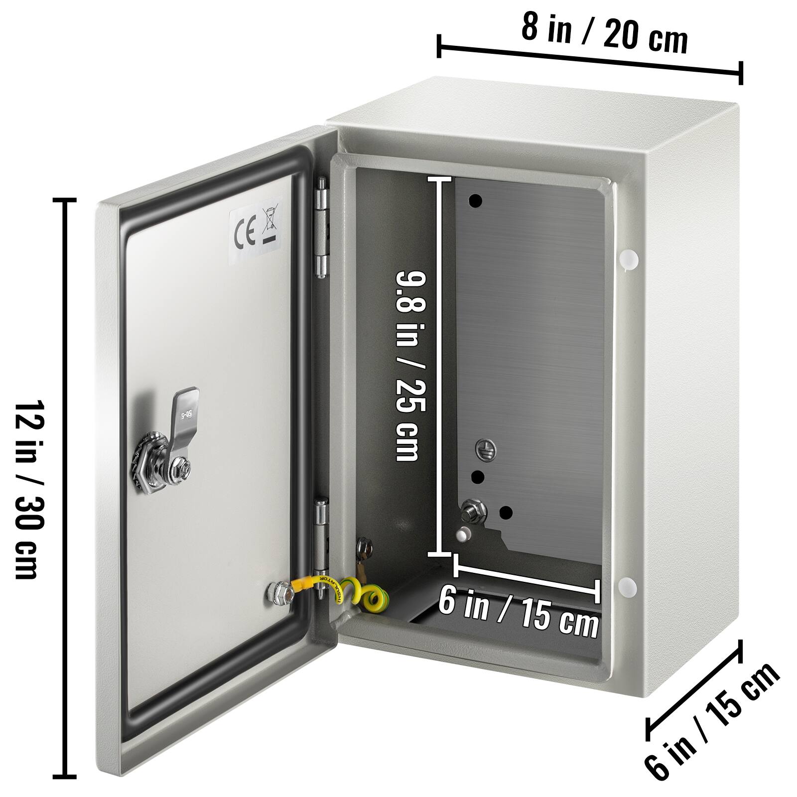 8 in / 20 cm  
12 in / 30 cm  
9.8 in / 25 cm  
6 in / 15 cm