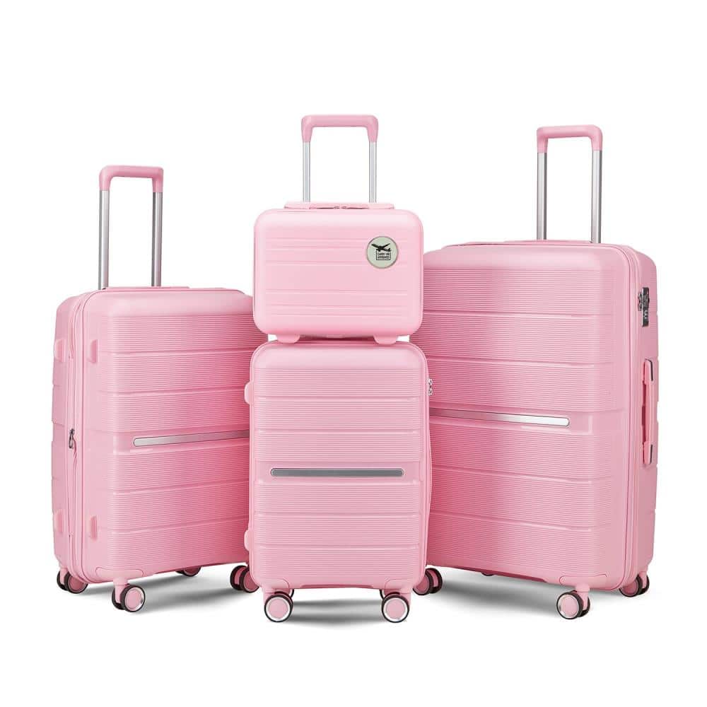 BreeBe - Luggage Sets 4 Piece(14/20/24/28) PP Lightweight & Durable Expandable suitcase - Pink
