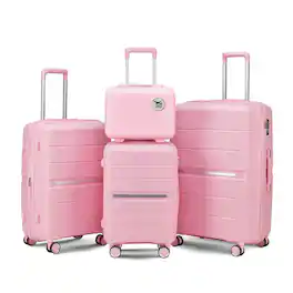 BreeBe - Luggage Sets 4 Piece(14/20/24/28) PP Lightweight & Durable Expandable suitcase - Pink