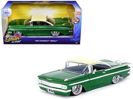 Jada - 1959 Chevrolet Impala Lowrider Top and DUB Wire Wheels "Street Low" Series 1/24 - Green Metallic With Cream