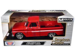 Motormax - 1966 Chevrolet C10 Fleetside Pickup Truck "Maxx Design" "American Classics" Series 1/24 - Red