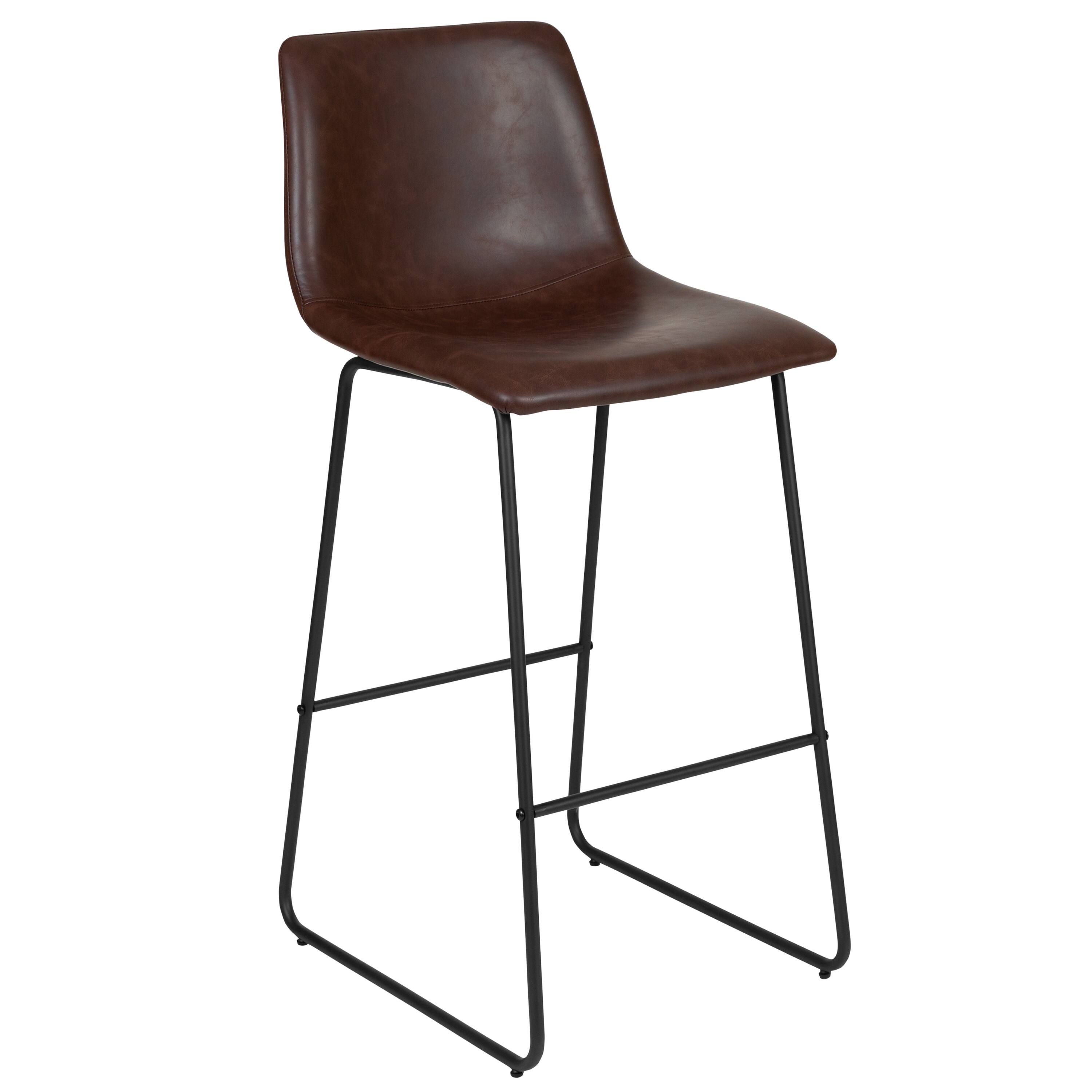 Alt View 19. Alamont Home - 30 Inch Commercial Grade LeatherSoft Bar Height Barstools, Set of 2 - Dark Brown.