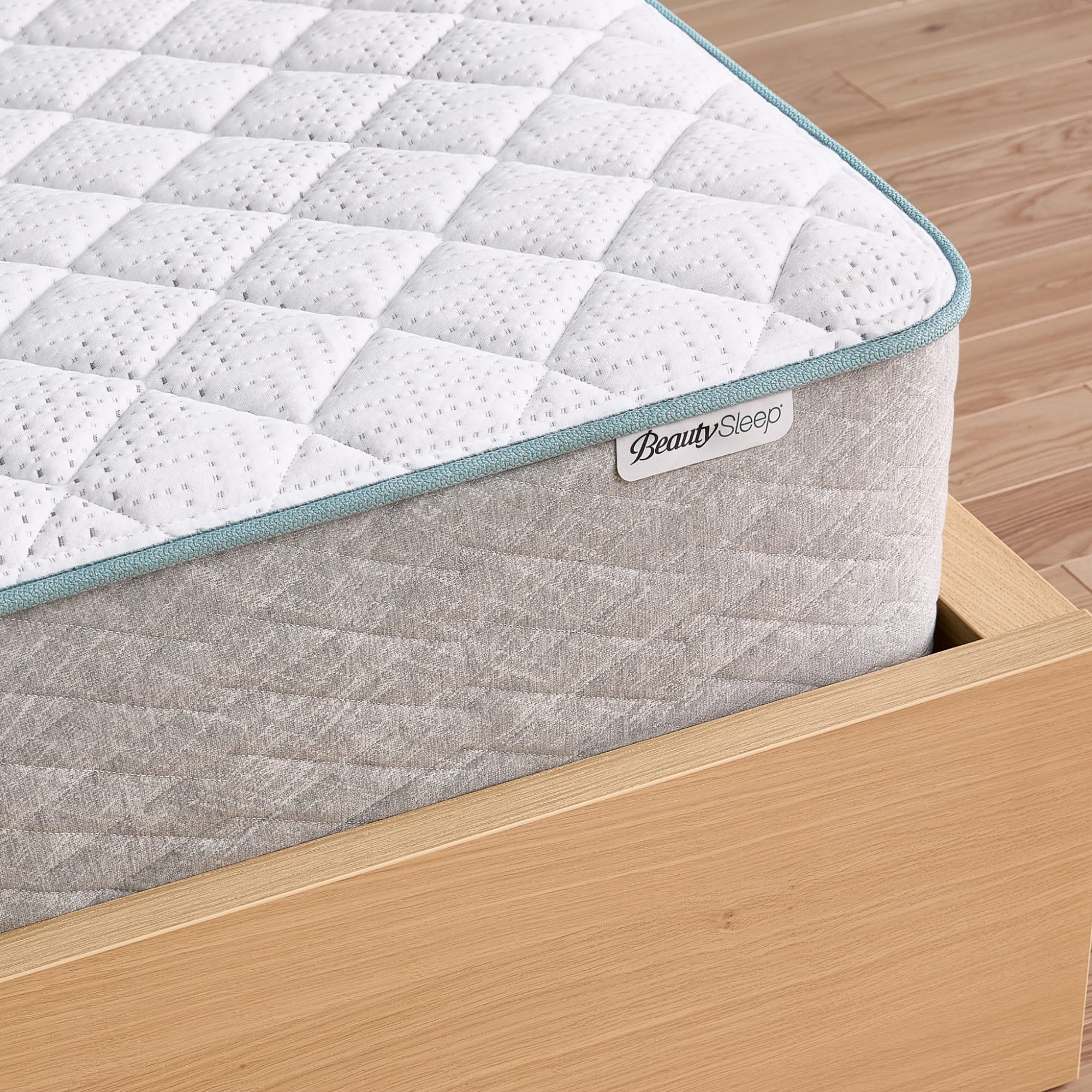 Angle. Beautyrest - BeautySleep Slumber Time 10" Hybrid Medium Firm Mattress in a Box -King - White.
