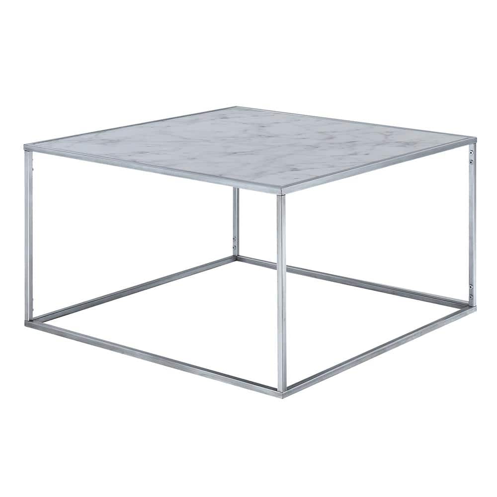 Convenience Concepts - Gold Coast Faux Marble Coffee Table - Faux Marble / Silver