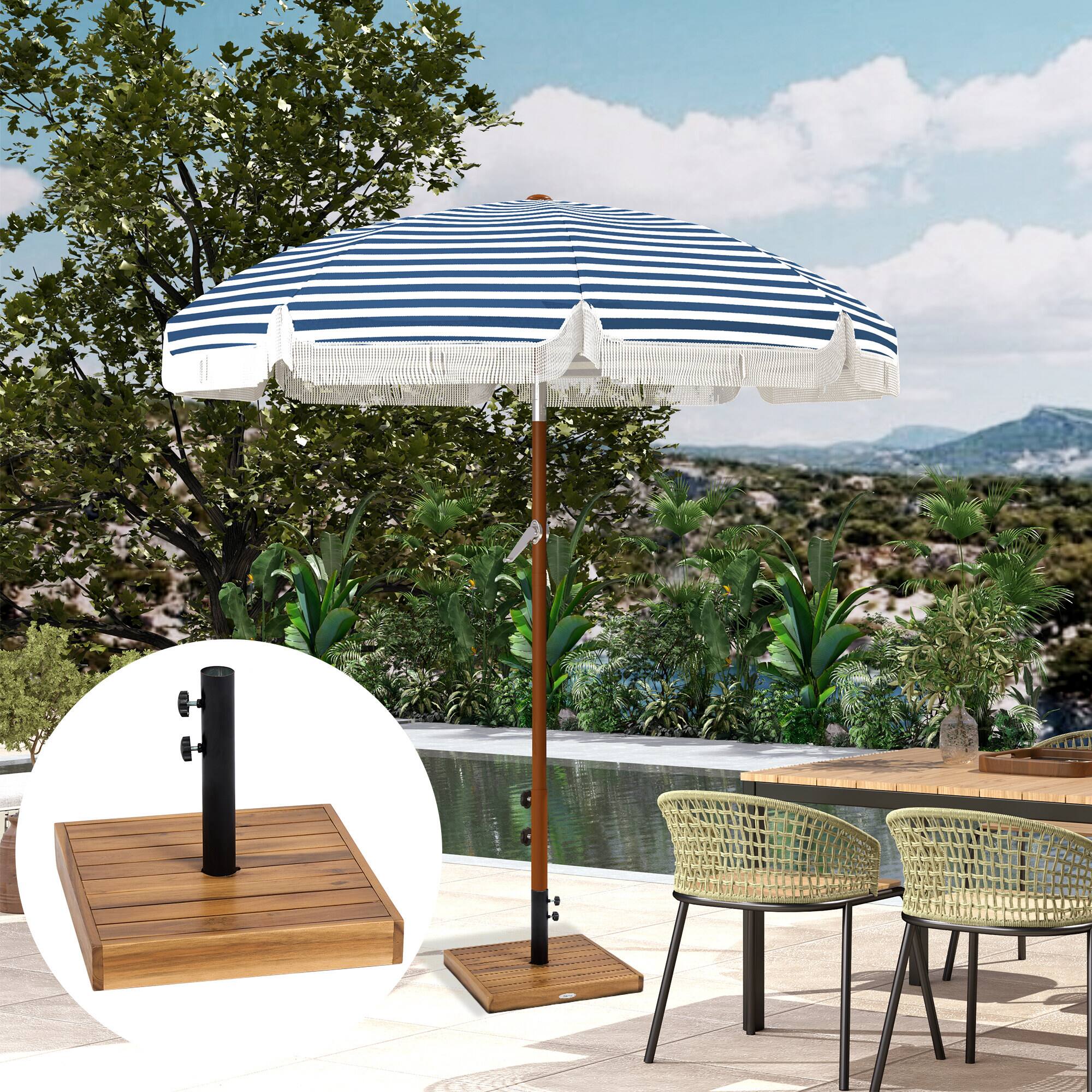 Alt View 4. Outsunny - Square Patio Umbrella Base, 42 lbs. Concrete Heavy Duty Umbrella Base with Holder for 1.25"/1.5" Poles for Outdoor - Teak.