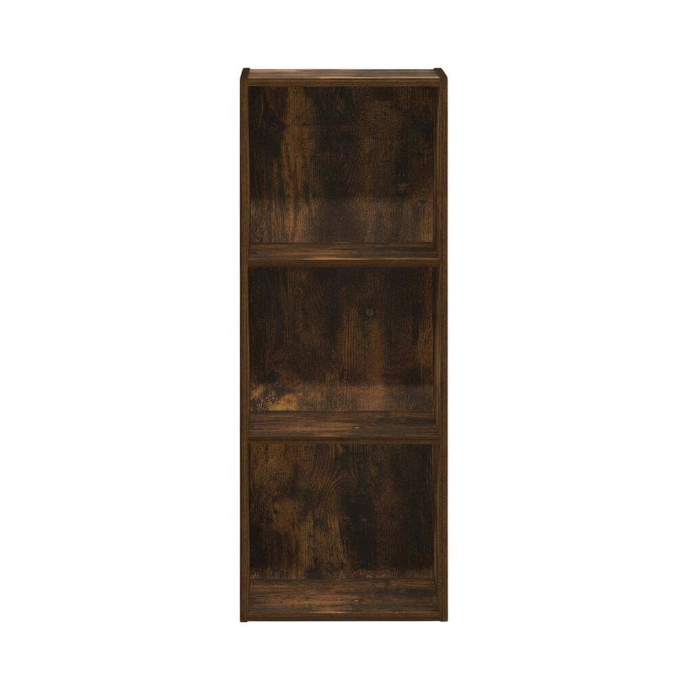 Back. FurniFact - Wooden bookcase with open shelf design for versatile storage - Amber Pine.