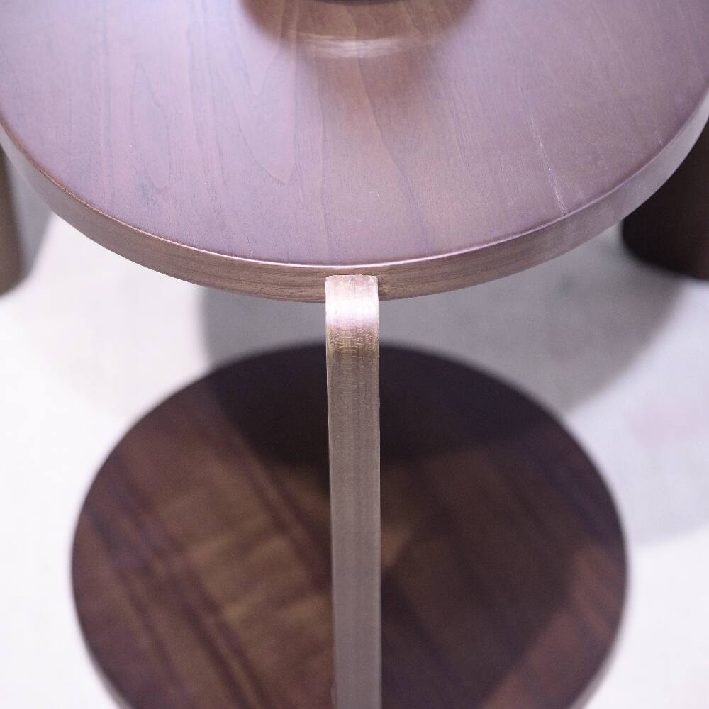 Alt View 7. Loheer - Loheer Nesting Coffee Table Set of 2 Round Walnut Veneer Wood End Table for Living Room - Walnut.