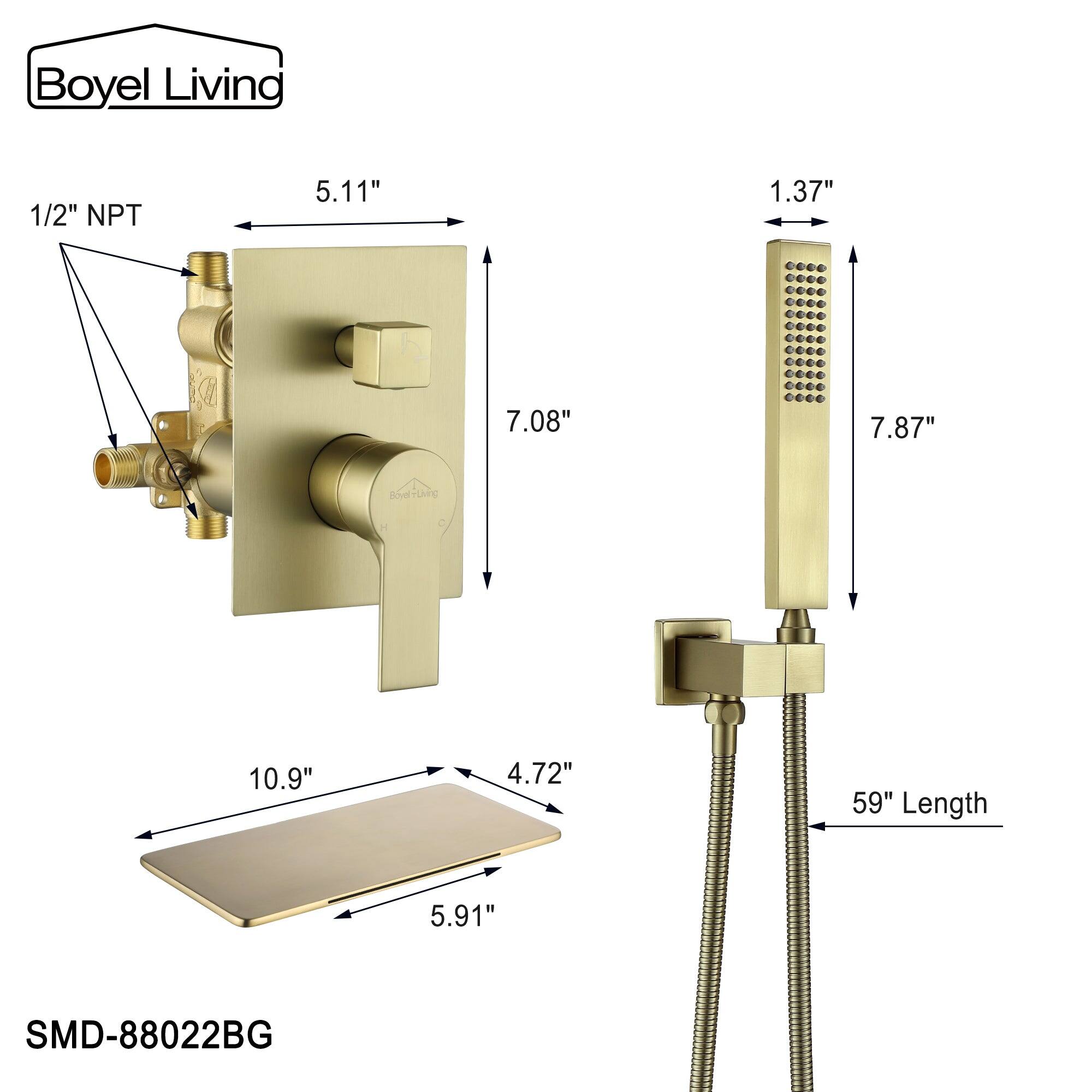 Boyel Living 1/2" NPT 5.11" 1.37" 7.08" 7.87" Doe -LAFE 10.9" 4.72" 59" Length 5.91" SMD-88022BG