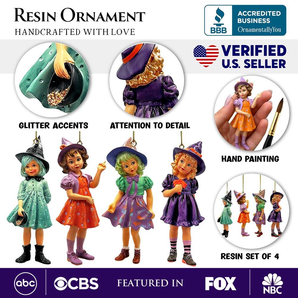 RESIN ORNAMENT  
HANDCRAFTED WITH LOVE  

ACCREDITED BUSINESS  
BBB  
OrnamentallyYou  

VERIFIED U.S. SELLER  

GLITTER ACCENTS  
ATTENTION TO DETAIL  
HAND PAINTING  
RESIN SET OF 4  

FEATURED IN  
abc  
OCBS  
FOX  
NBC  

RED IN