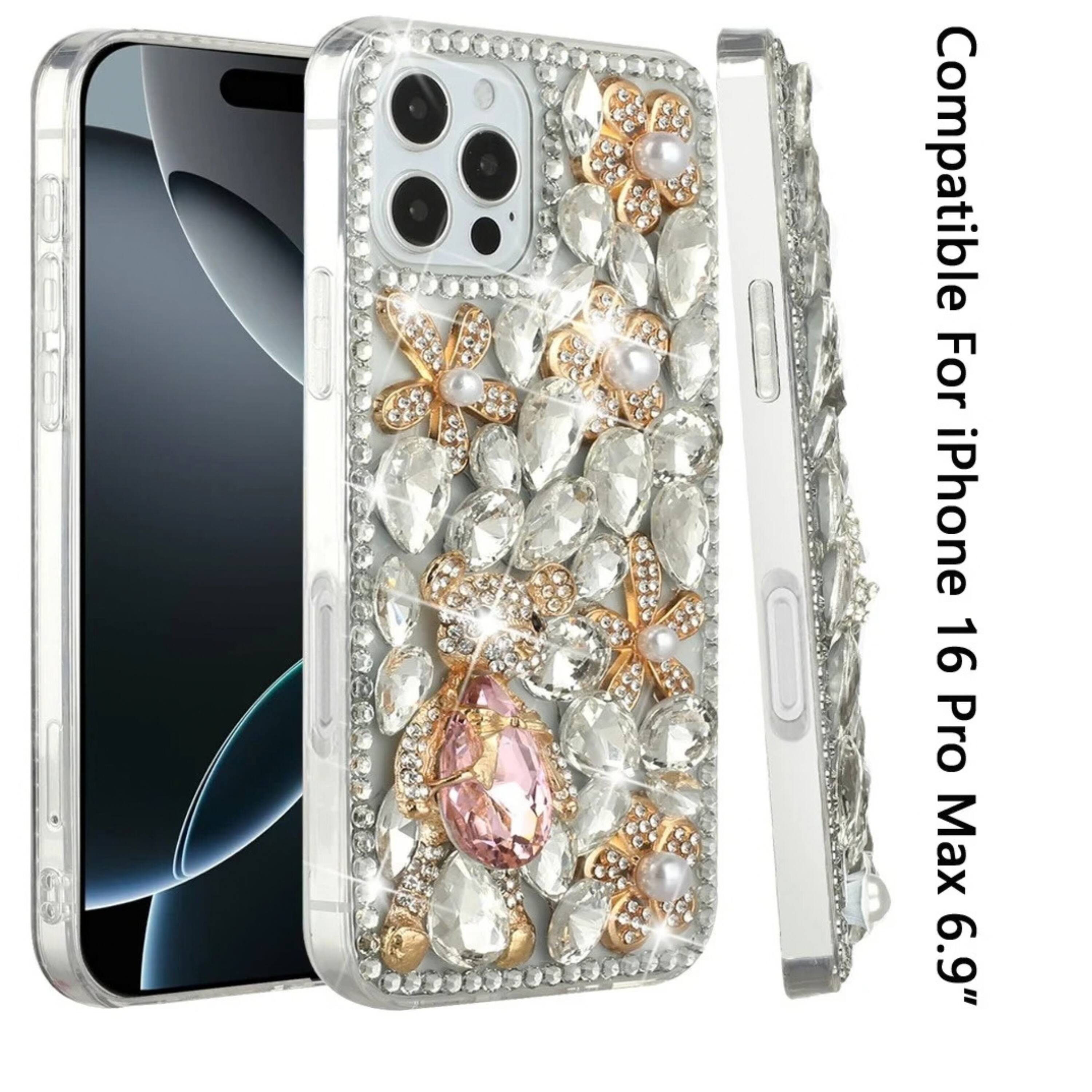 Kitcheniva Full Diamond 3D Jewel Ornament Phone Case With Tempered ...