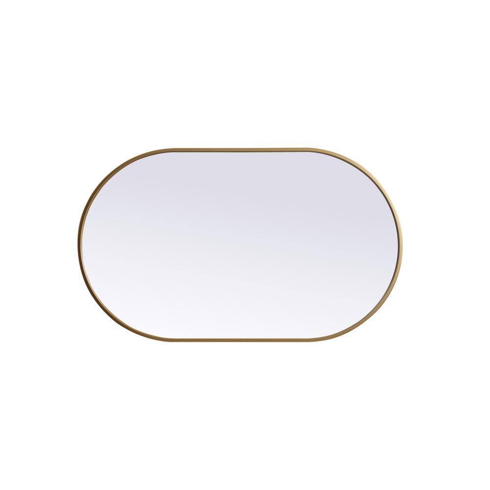 Back. Elegant Decor - Metal Frame Oval Mirror 24x40 Inch in Brass - Brass.