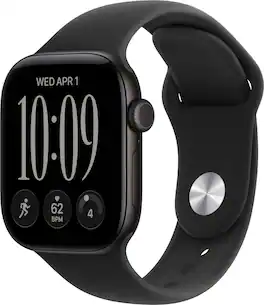 Apple Watch Series 12 (GPS + Cellular) 42mm Aluminum Case with Black Sport Band - M/L - Black - (2026)