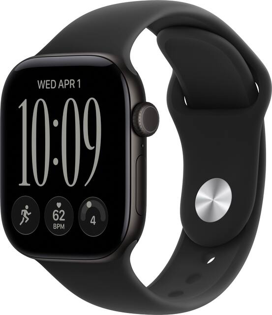 Apple Watch Series 12 (GPS + Cellular) 42mm Aluminum Case with Black Sport Band - S/M - Black - (2026)