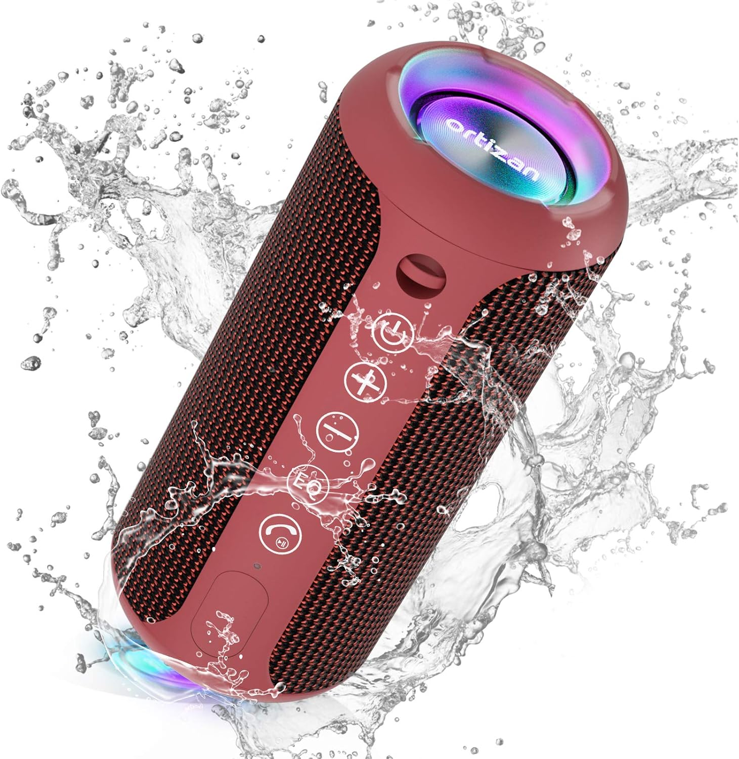 Front. Ortizan - Portable Bluetooth Speaker,IPX7 Waterproof,24W Loud Stereo Sound,Bluetooth 5.3, 30H Playtime,TWS Pairing for Home,Party - Red.