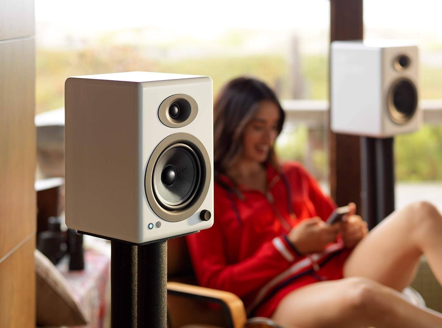 Angle. Audioengine - A5+ Wired Home Music System Bookshelf Speakers - White.