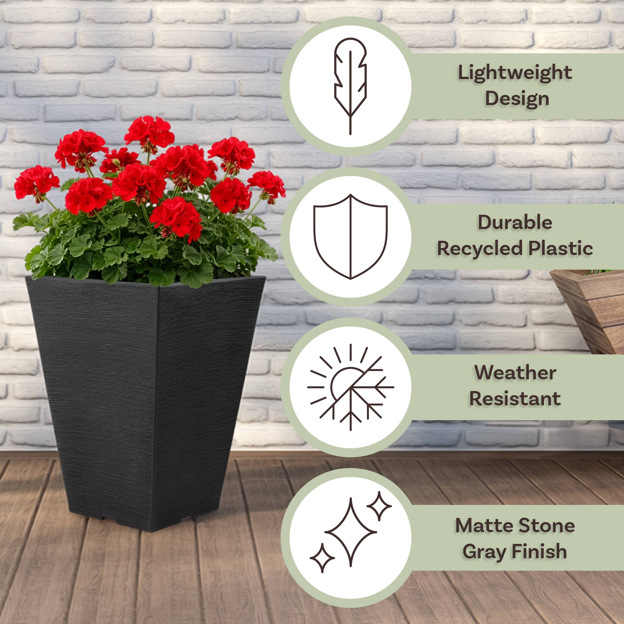 Lightweight Design  
Durable Recycled Plastic  
Weather Resistant  
Matte Stone Gray Finish