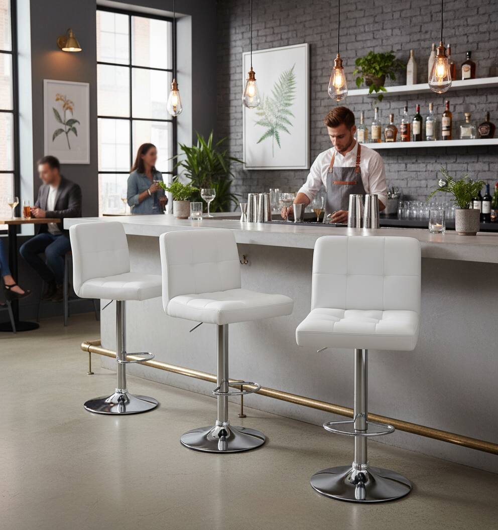 Alt View 5. AOITUN - Bar Stools Set of 2 Armless PU Leather, Perfect for Dorm Room or Apartment, Durable and Stylish Seating - White.