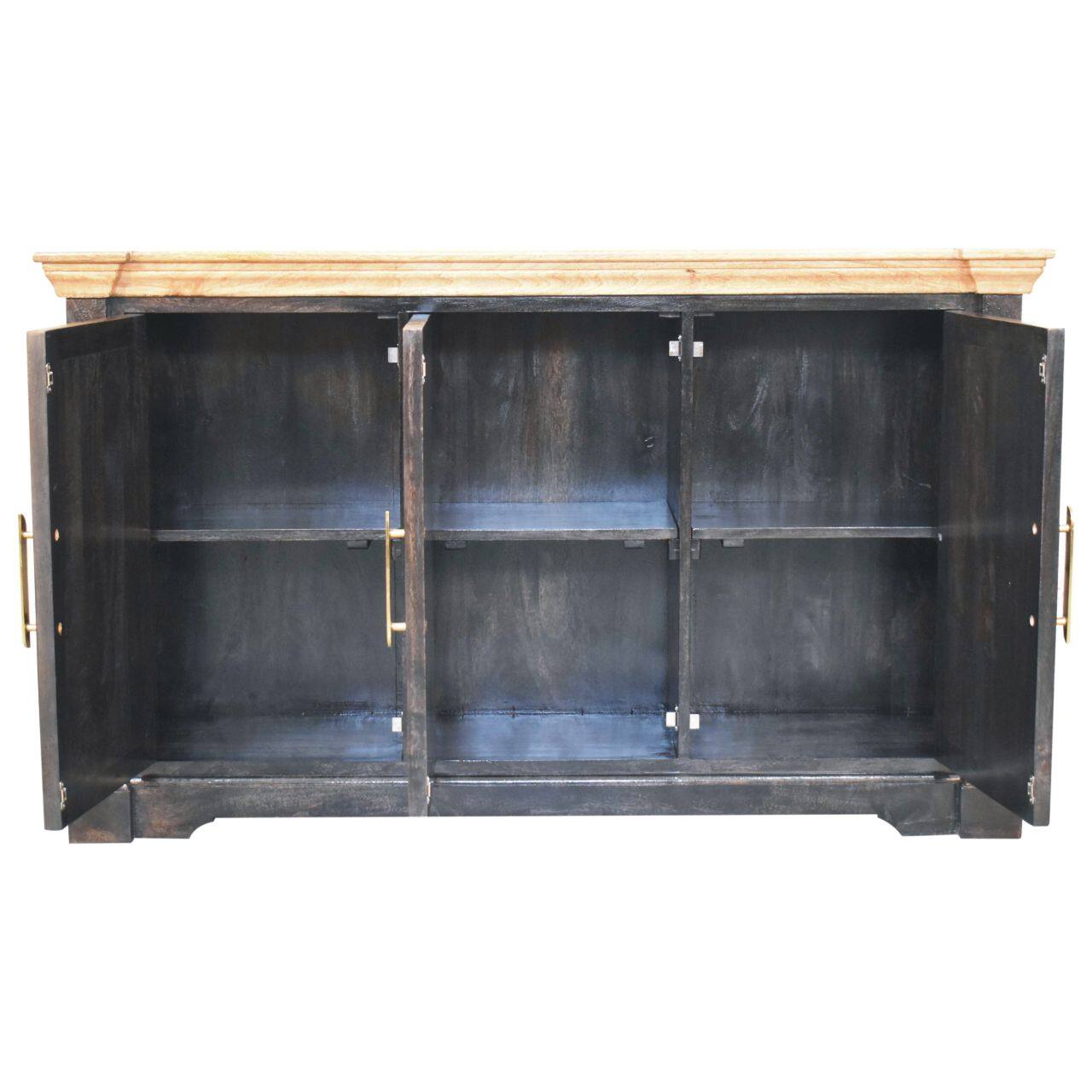 Alt View 4. Artisan Furniture - Artisan Furniture Solid Wood Regal Ash Black Rustic Sideboard, 3 Doors, Black - Black.