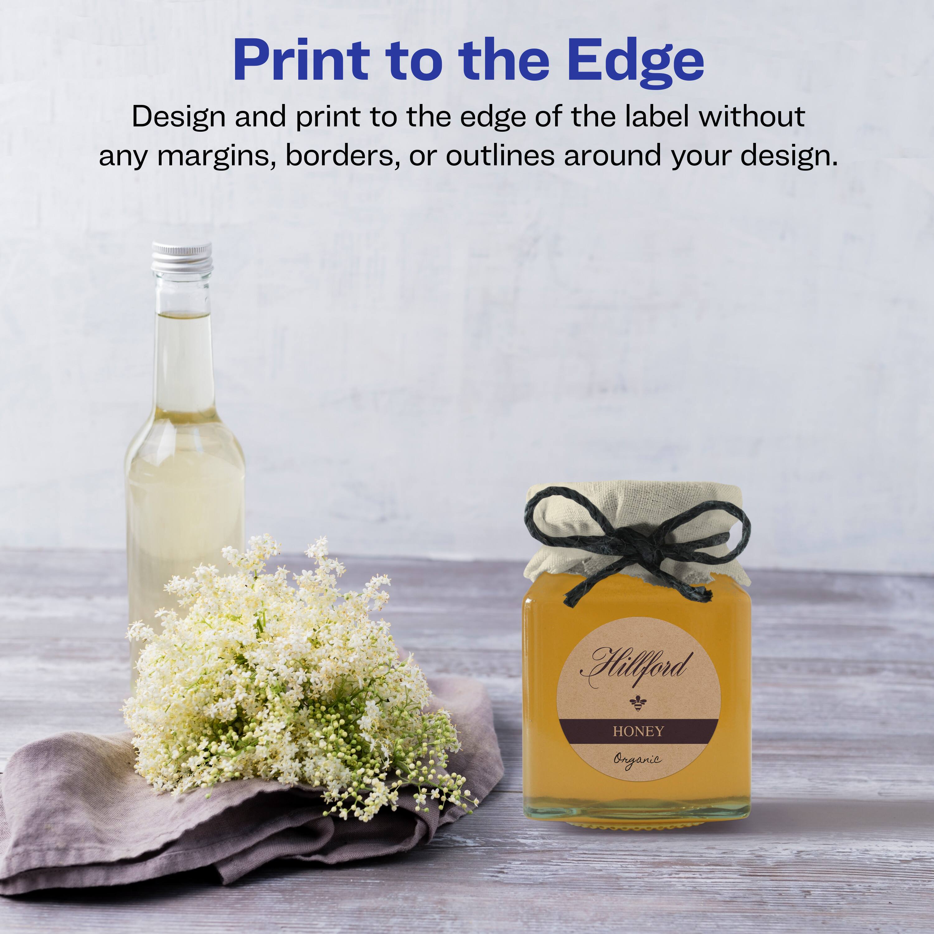 Print to the Edge

Design and print to the edge of the label without any margins, borders, or outlines around your design.

Hillford HONEY Organic