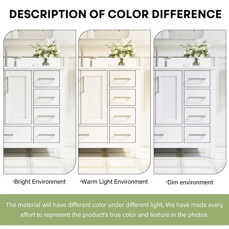 DESCRIPTION OF COLOR DIFFERENCE

Bright Environment Warm Light Environment Dim environment

The material will have different color under different light, We have made every effort to represent the product's true color and texture in the photos.