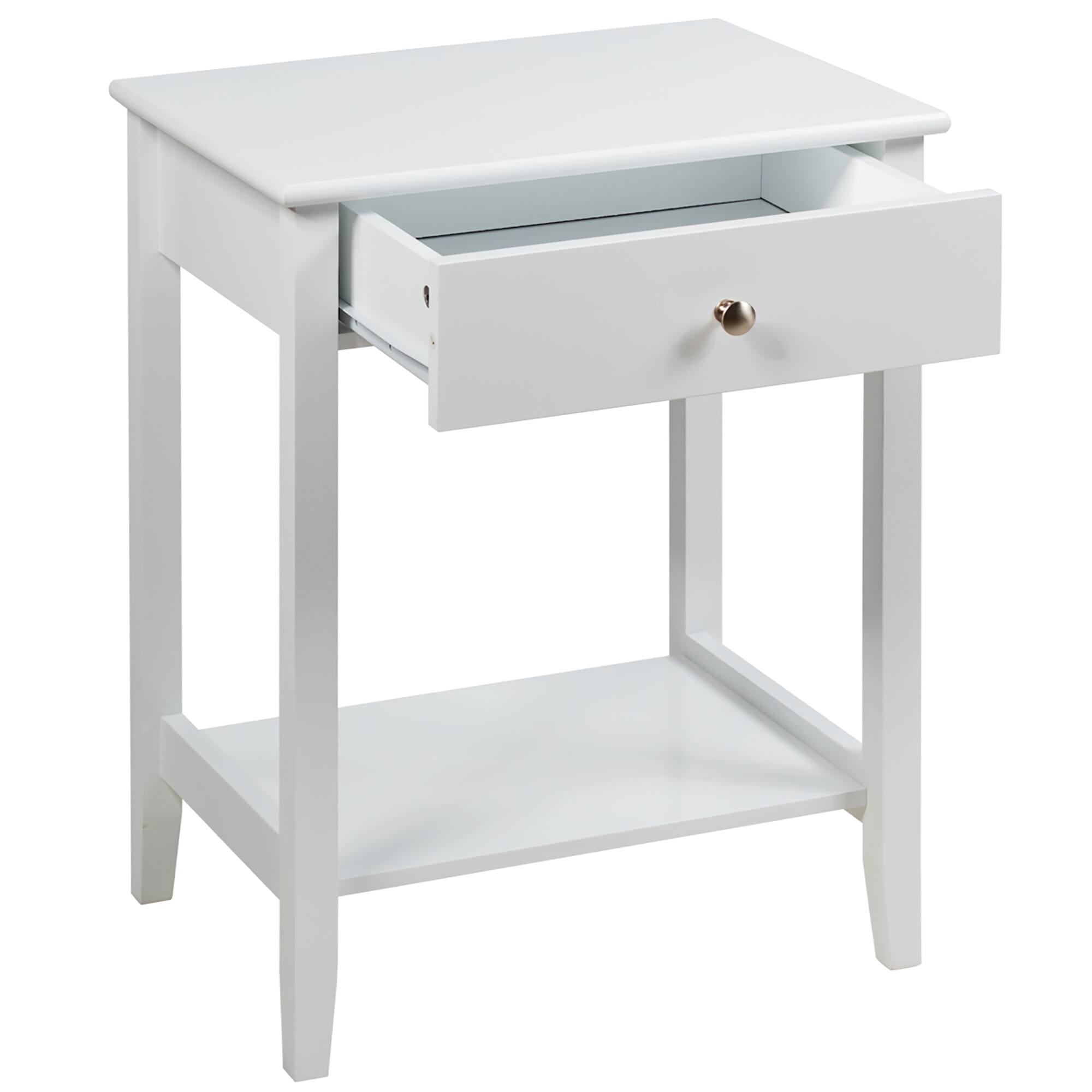 Alt View 18. Costway - Nightstand End Table Storage Display Bedroom Furniture Drawer Shelf Beside - White.