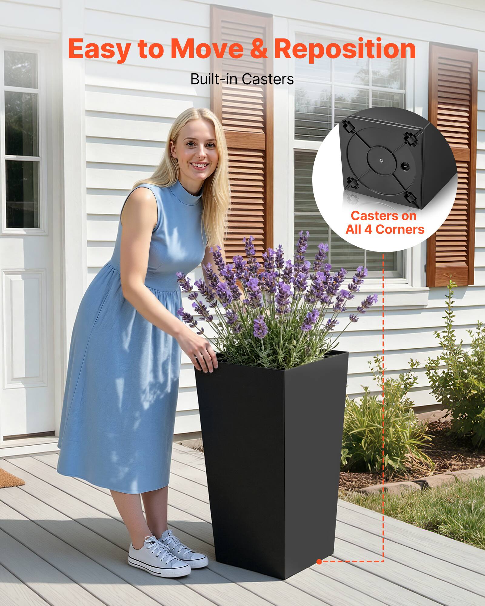 Easy to Move & Reposition  
Built-in Casters  
Casters on All 4 Corners